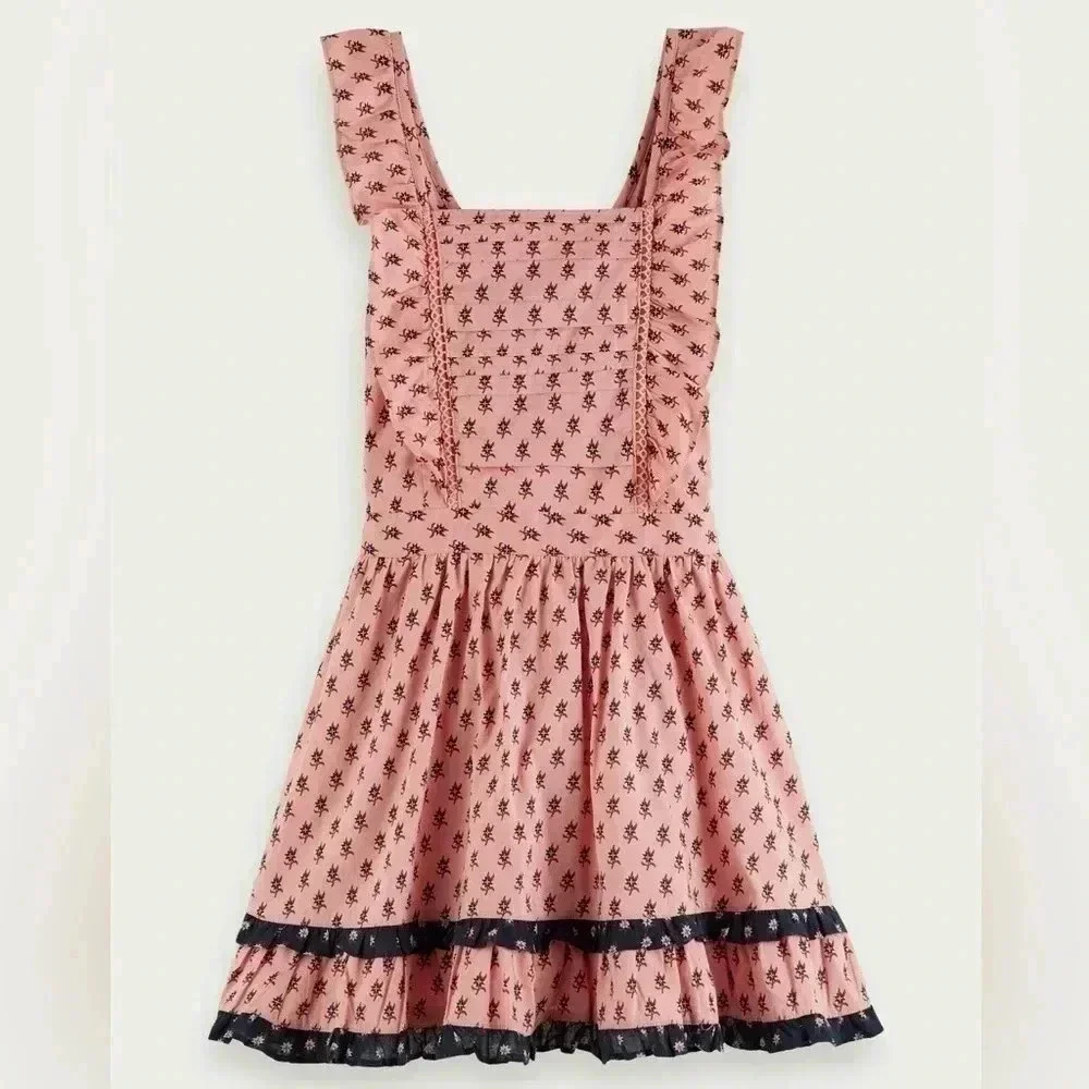 Scotch & Soda Girls Apron Dress NWT Ruffles Bows
